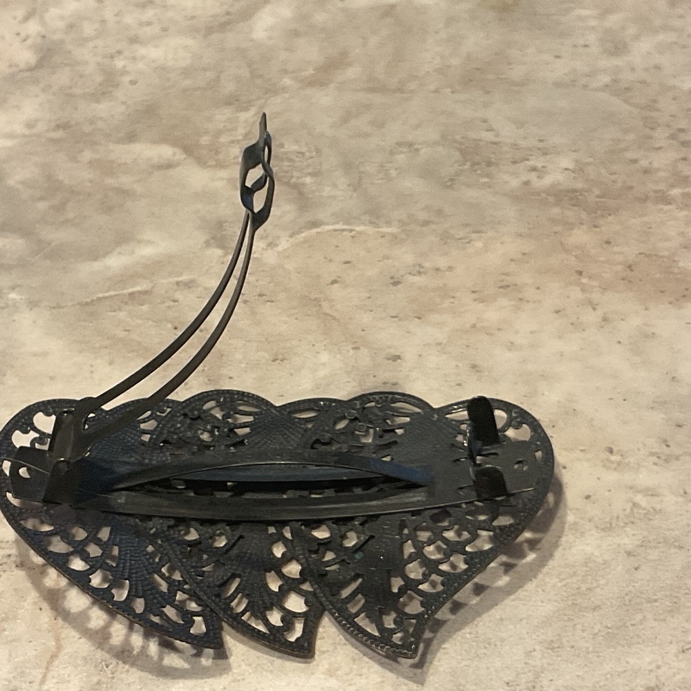 Filigree Hair Barrette Copper vintage 3” long Black - Picture 4 of 4